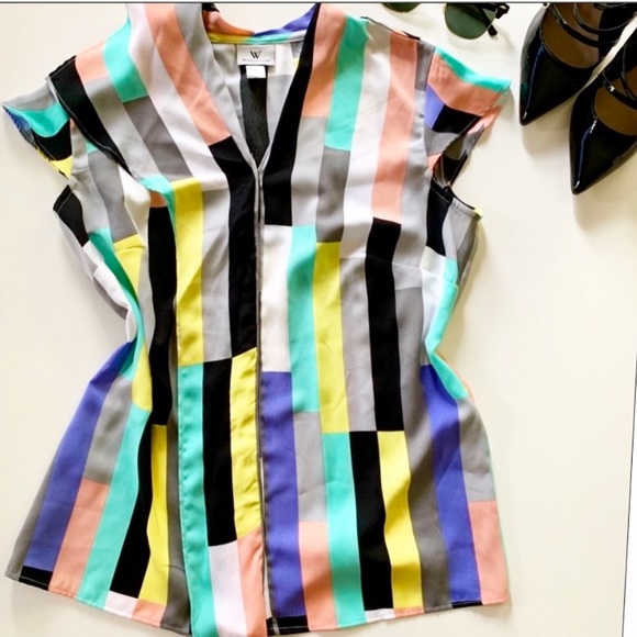 Worthington Tops - WORTHINGTON Multicolored Gray Black Blouse